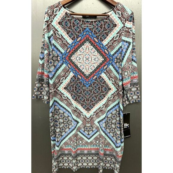Chetta B Dresses & Skirts - Be Chetta B Dress 16 Black Coral Stretch Knee Boho Mandala‎ Geometric New